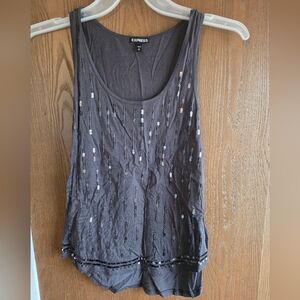 Express Black Sequin Embellished Tank Top